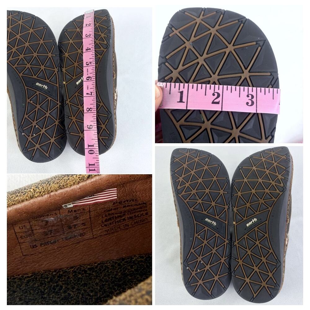 Y2K Earth Kalso Pearl Leather Embroidered Negative Heel Slip On Mules Clogs Sz 7 - Picture 6 of 6